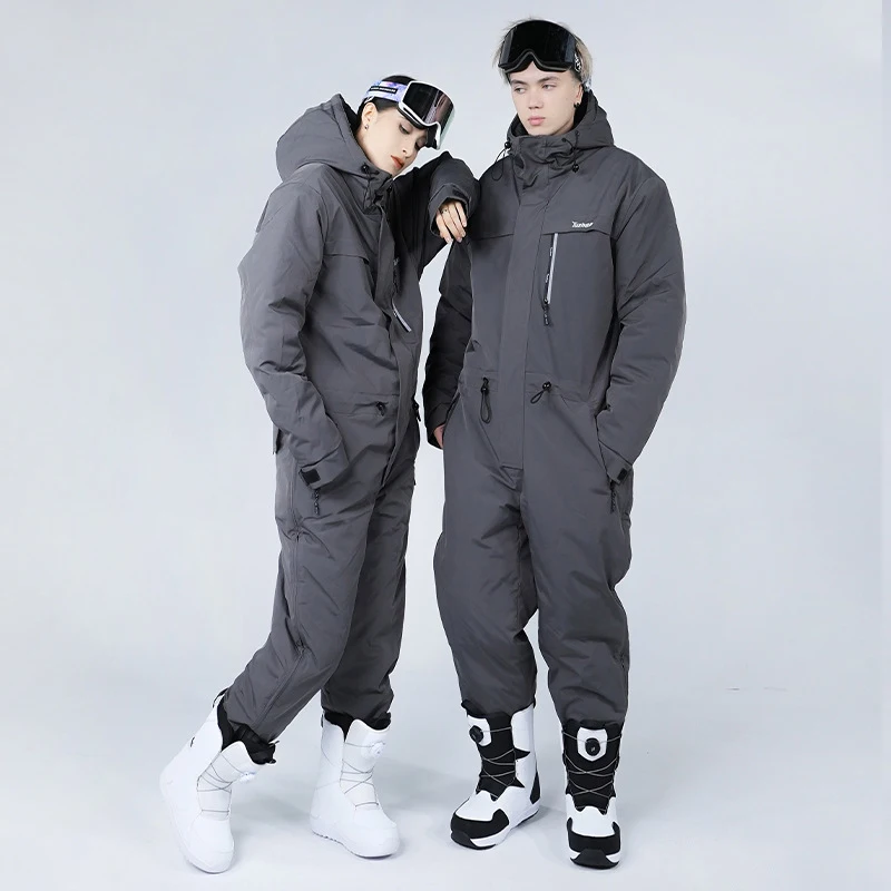 Winter Motorcycle Riding Suit Skiing Cold-proof Jumpsuit Outdoor Waterproof Windproof Thickened Warm Integrated Fishing Clothes