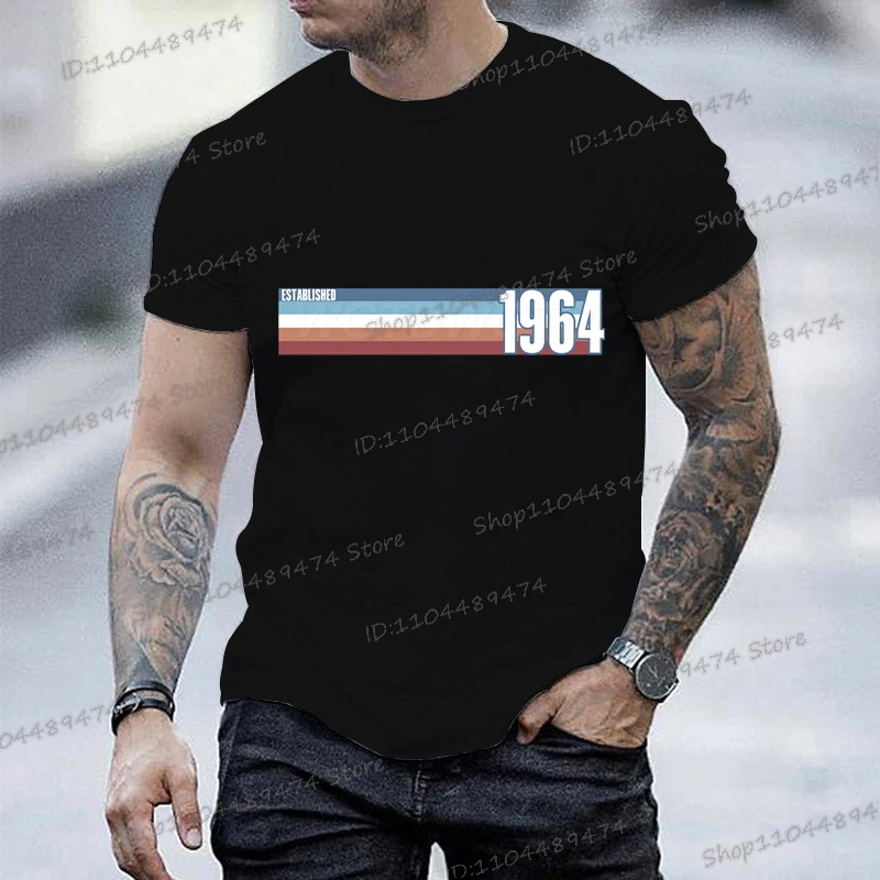 

1960 To 1969 Print Vintage T Shirt Men Women Birthday Year Graphic Tees Harajuku Short Sleeve Established 1964 O Neck T-shirt
