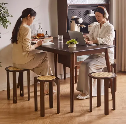 

Dining table stool log new Chinese style solid wood round stool coffee table household walnut