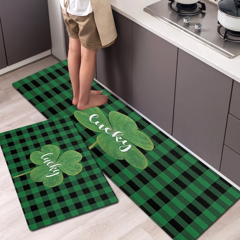 

Streak Lucky Green Clover Print Rectangle Carpet Art Rug for Bedroom Living Room Soft Fluffy Bathroom Rug Nonslip Mat Home Decor