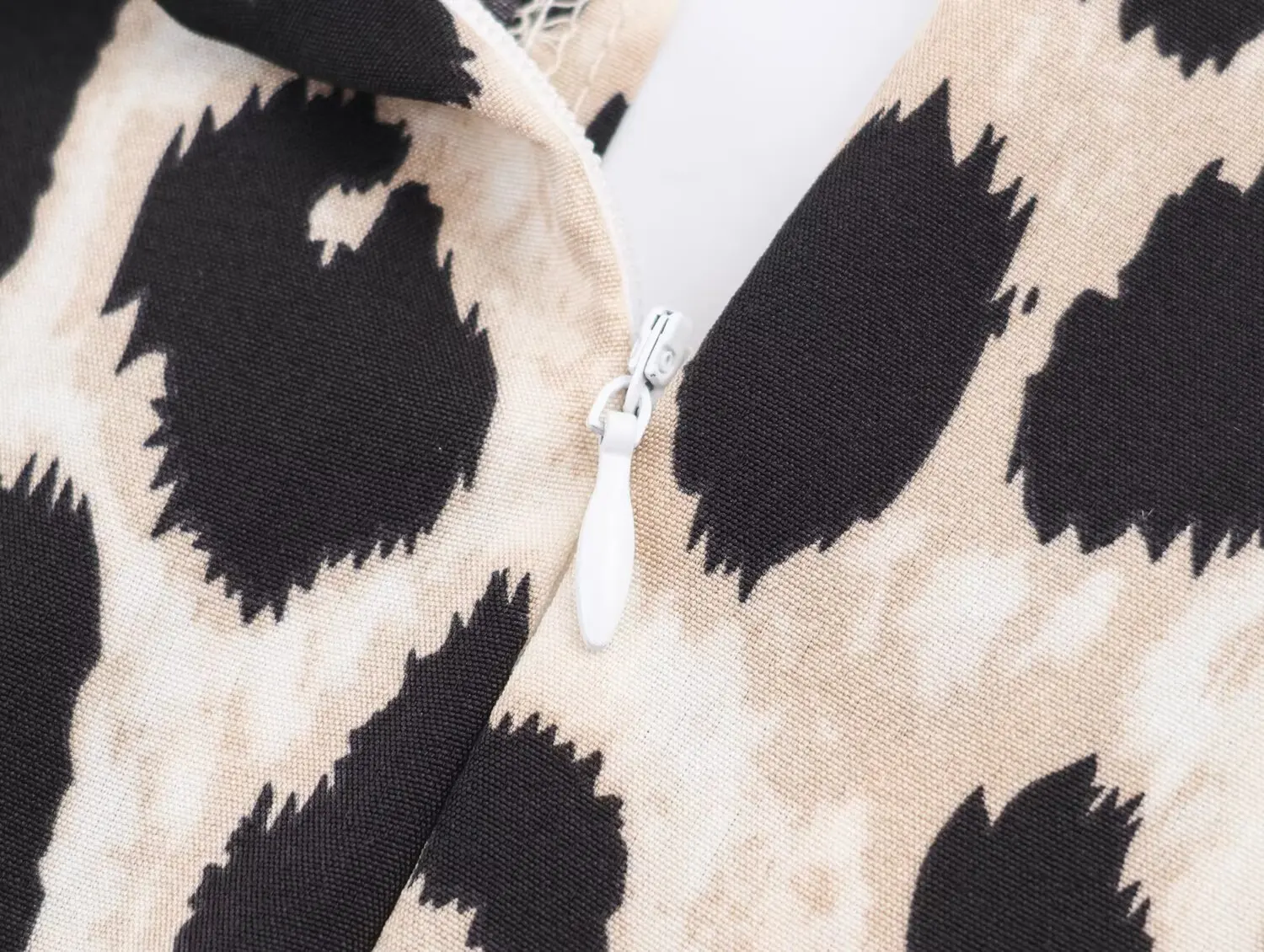 New Vintage Leopard Dot Print Long Puff Sleeve Chiffon Dress Woman Pleated Front Slim High Waist Ankle length Dresses Vestidos