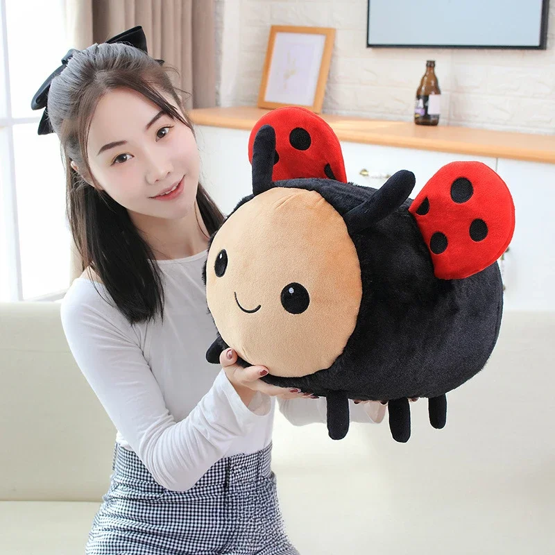 Sleeping Pillow for Girls Valentine\'s Day Gift Floor Cushion Cute Seven-star Ladybug Plush Toy Small Beetle Doll