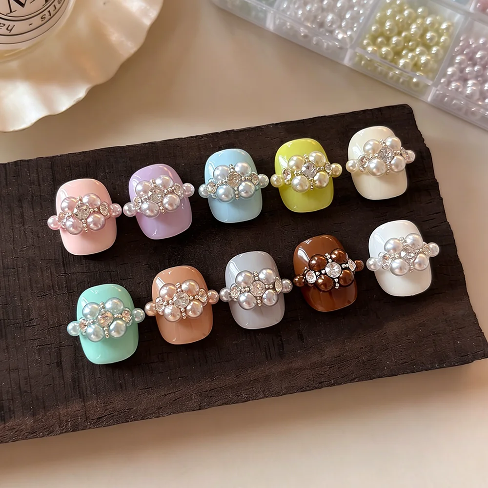 12 Gitter 3D Hochglanz-Rundperlen Nagelcharms Gemischte Größen Dopamin-Farben Perlenperlen Nagelkunst-Dekoration DIY Maniküre-Teile – Detail 10