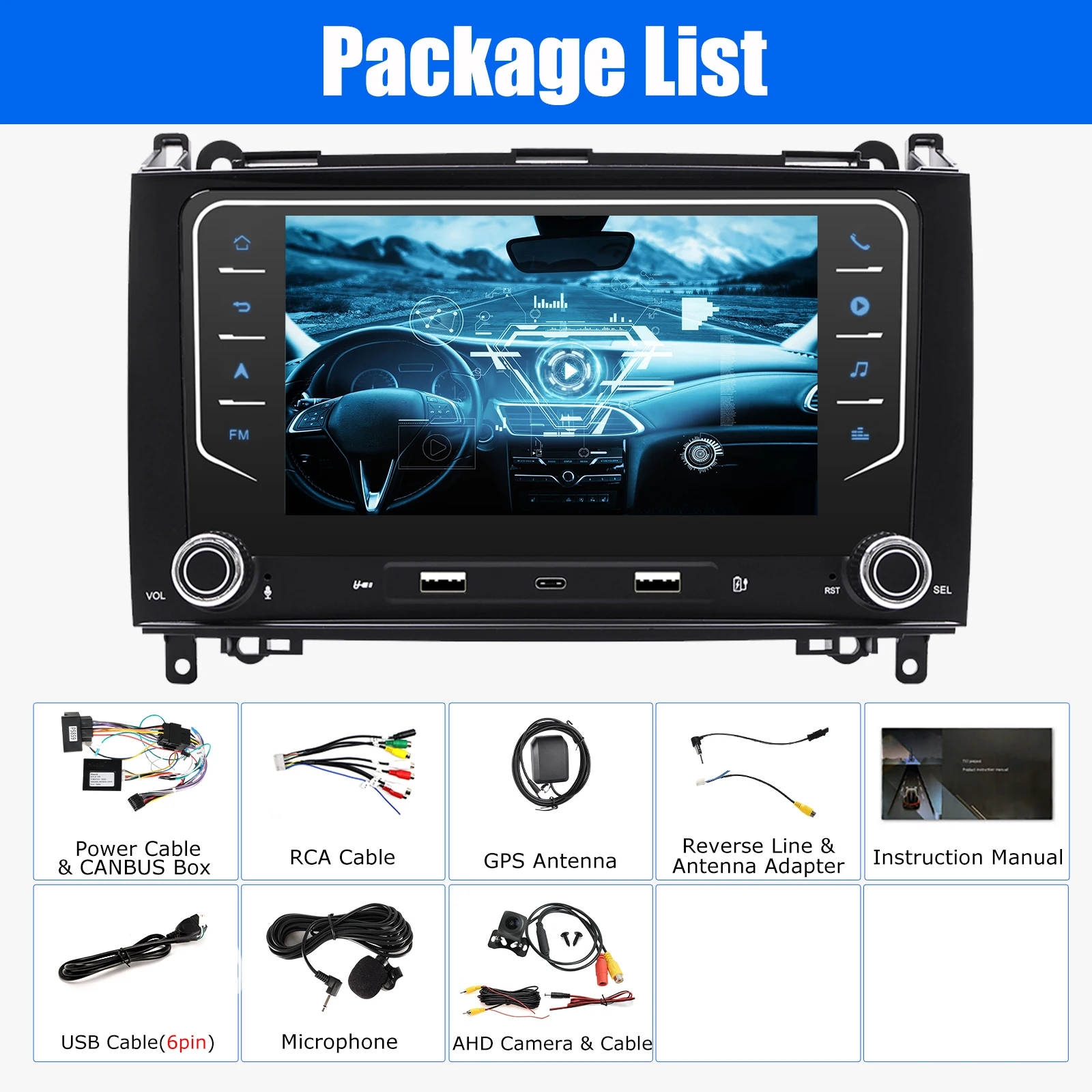 ESSGOO 7 inch Android 15 4+64GB autoradio GPS navigatie WiFi voor Benz B-Klasse W639 W169 W245 Vito FM BT USB SWC Mirror Link