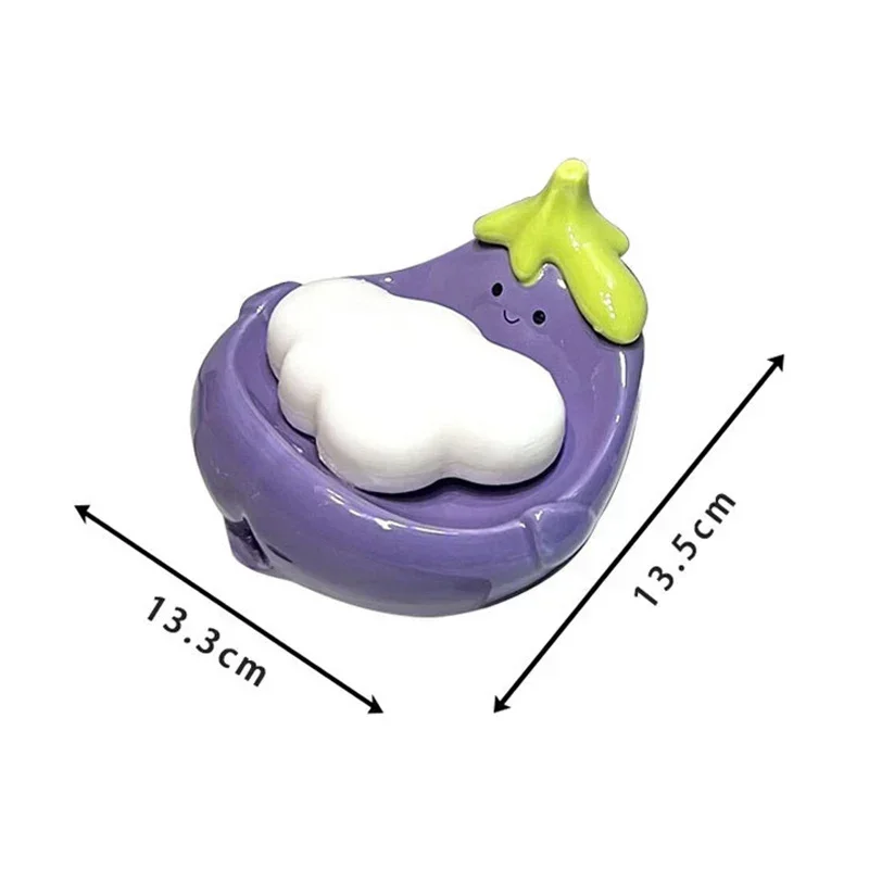 1PC Eggplant Shape Ceramic Bathroom Shower Soap Dish Self Draining Soap Organizer Holder Storage Plate Tray Bathroom Accessories