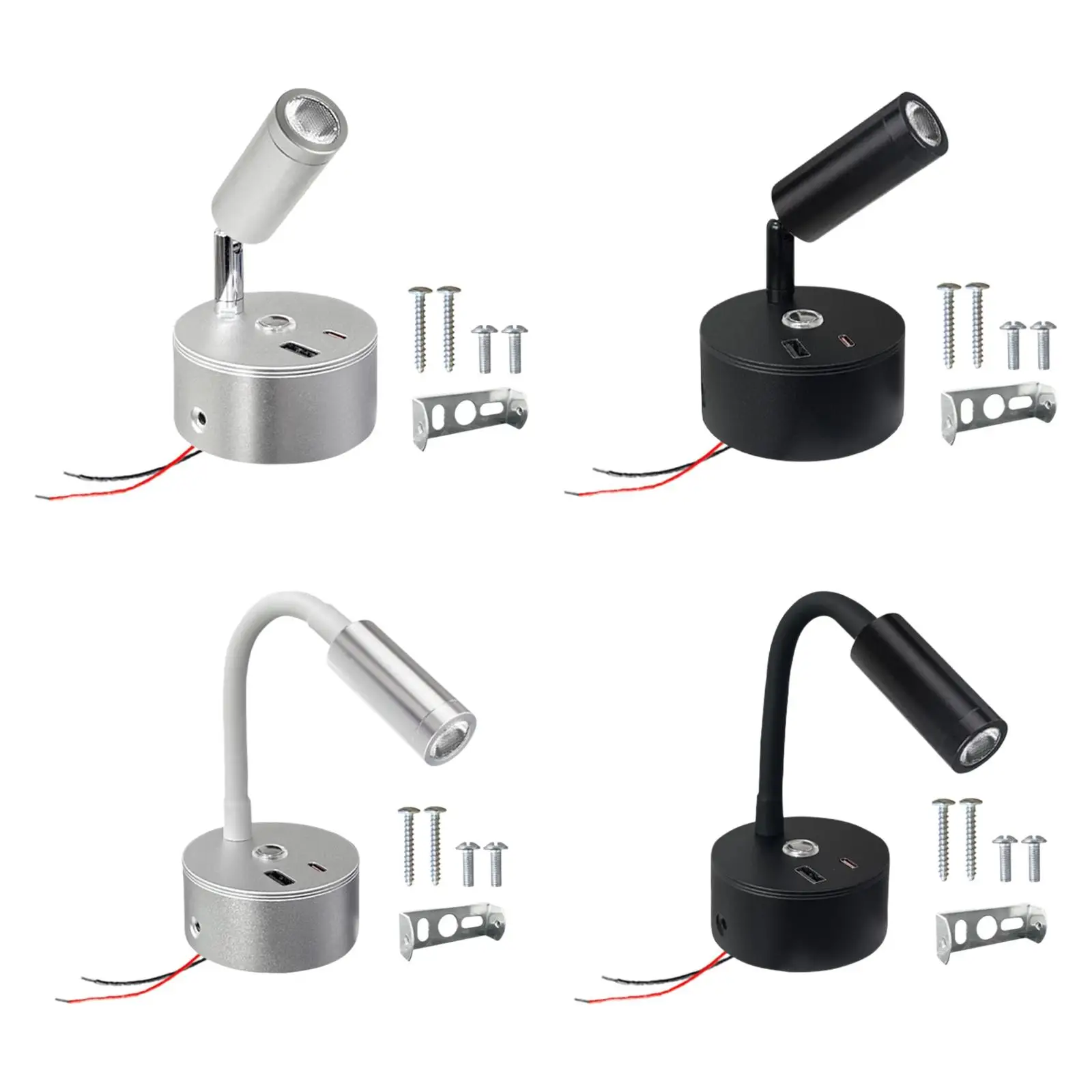 

RV Reading Lamp 12V 24V Dimmable with USB Port Touch Switch Bedside Light for Trailer Cargo Truck Motorhome