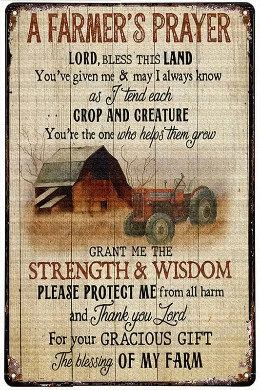Wohnungsdekoration, Blechschilder, Landwirtschaft, A Farmer's Prayer Bless This Land, Blechschilder, Wanddekoration für Bars, Restaurants, Cafés, Pubs, Halloween