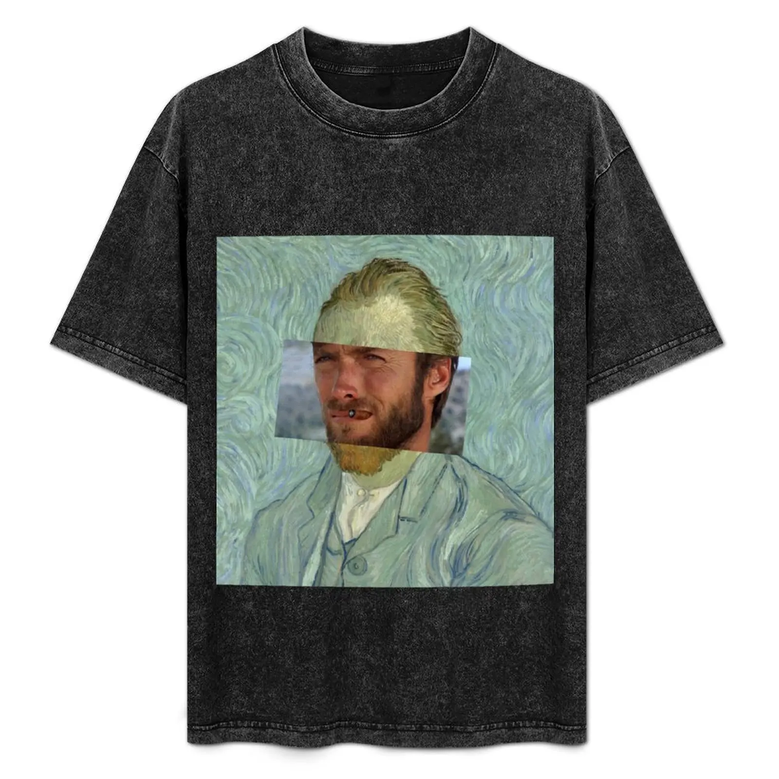 

Van Gogh vs. Clint Eastwood T-Shirt plus size clothes oversized t shirt blue archive customs mens graphic t-shirts hip hop