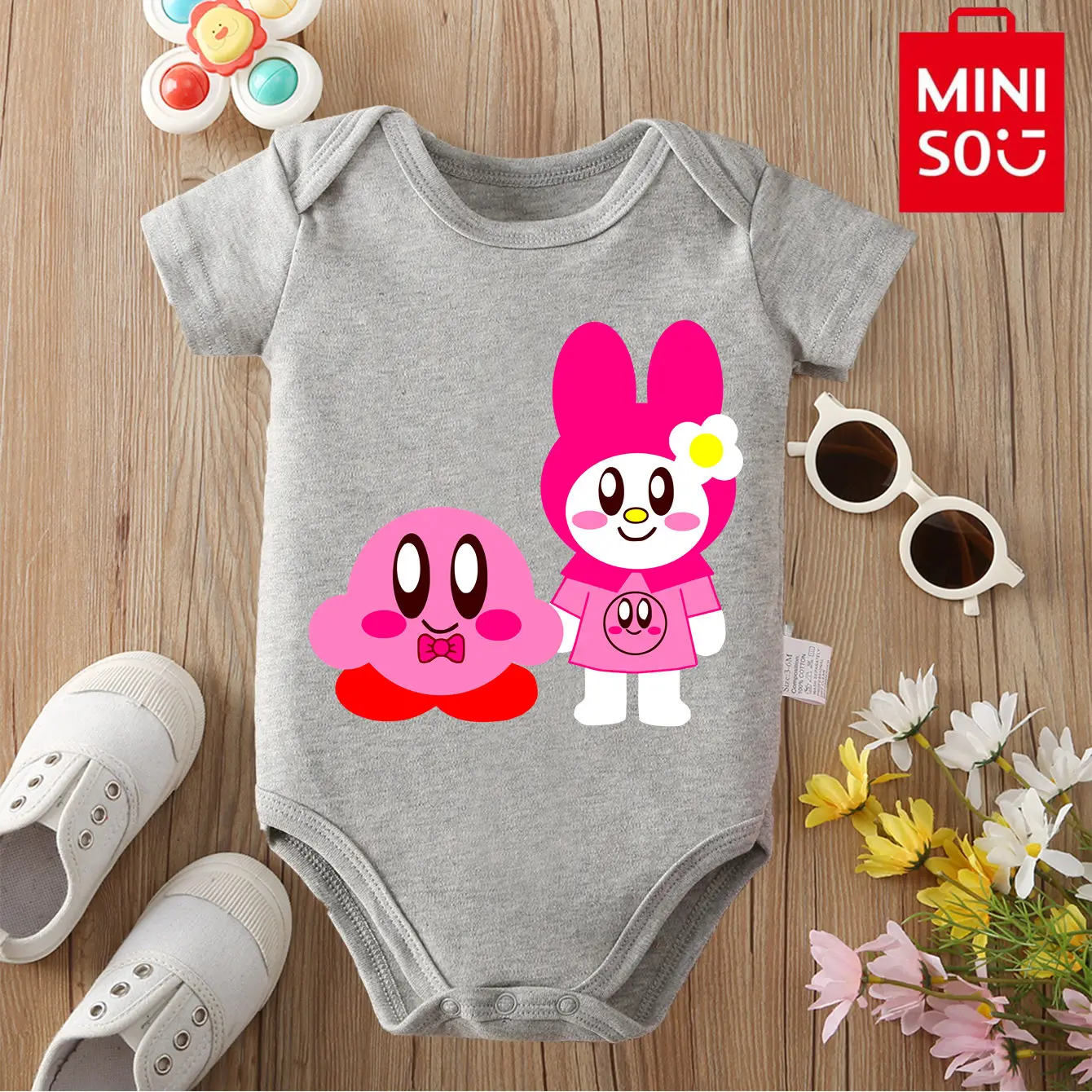 بدلة قطعة واحدة مريحة من القطن الخالص مطبوعة بشكل لطيف من MINISO Pochacco My Melody لحديثي الولادة من عمر 0 إلى 12 شهرًا #3