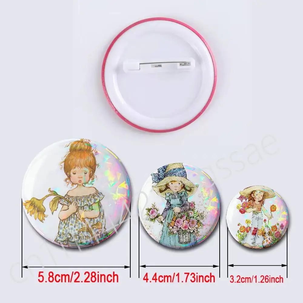 S-Sarah Kay Cute Badges Button Round Creative Pin Brooch Badge Bag Decor Accessories Fans Collect Friends Gifts