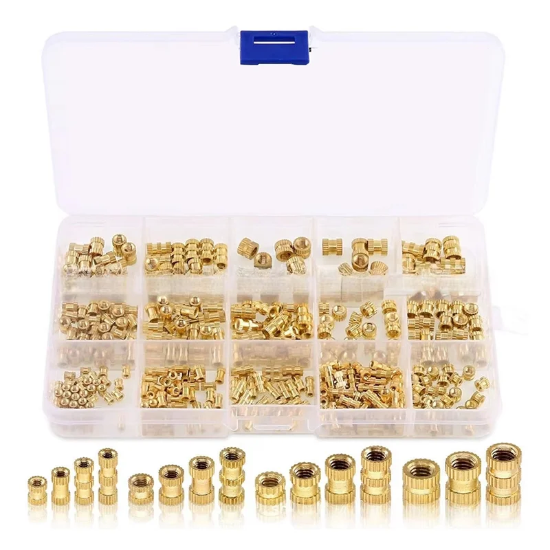 AT82-Brass Heat Insert Nuts M2 M2.5 M3  M5 Internal Thread Knurled 370PCS 3D Printer Accessories