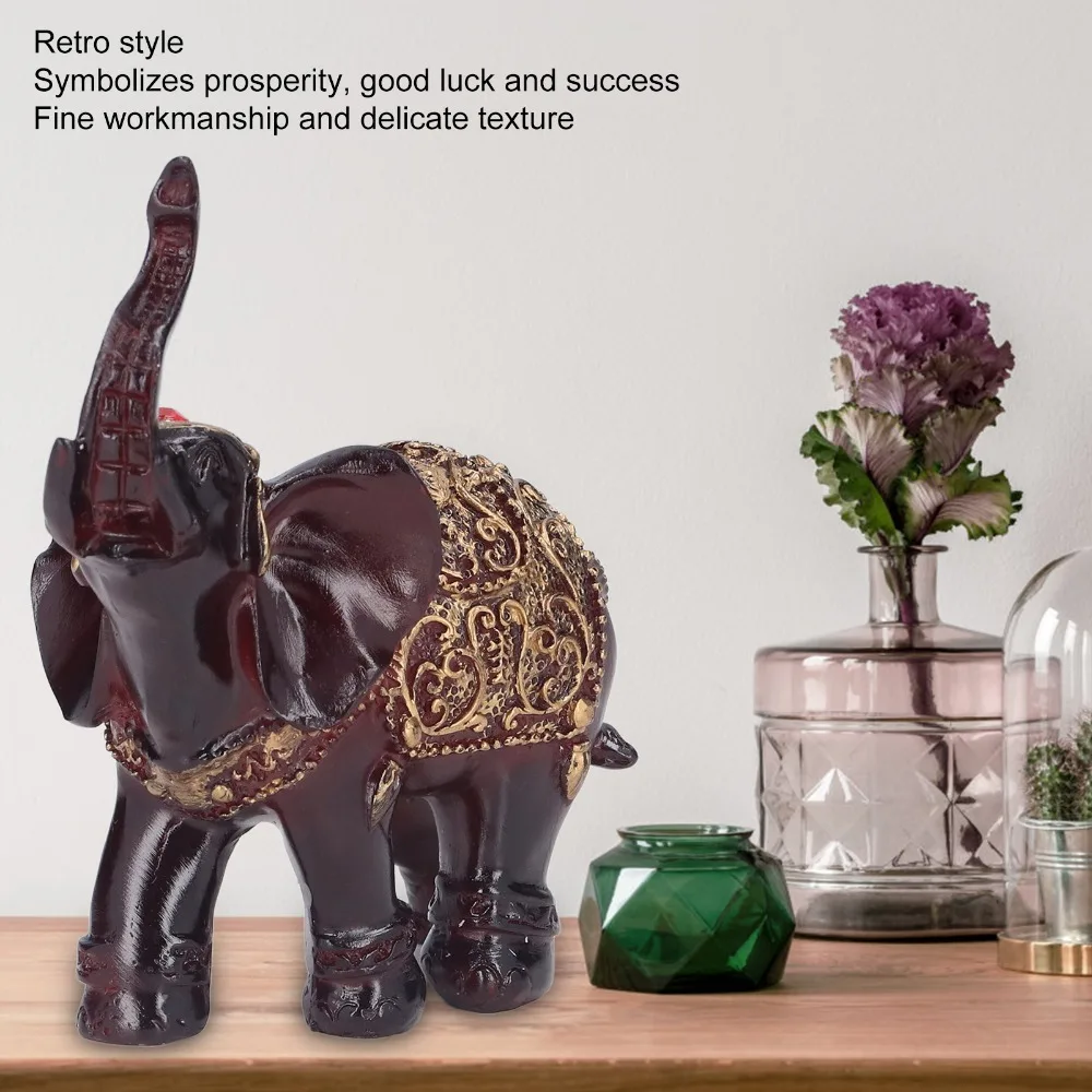 Synthetic Resin Vintage Resin Elephant Figurine Red 3.9 X 3.9 X 2.0in Indoor Outdoor Elephant Ornament Elephant