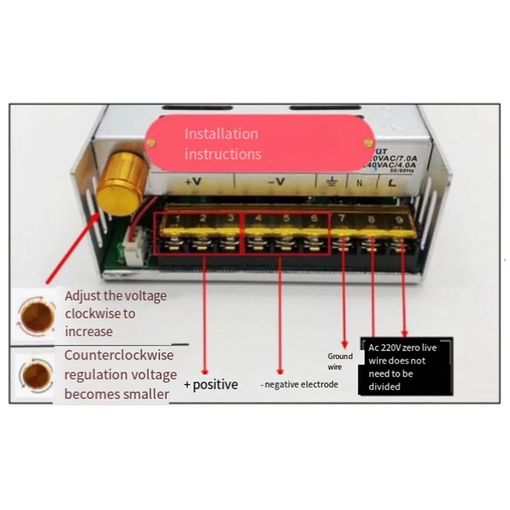 العملي تحويل التيار الكهربائي 215*115*50 مللي متر قابل للتعديل غلاف من الألومنيوم شاشة ديجيتال HJS-480-0-24 امدادات الطاقة #3