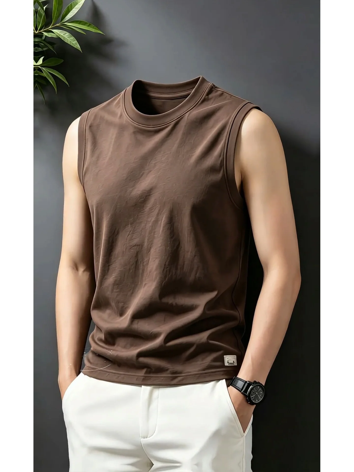 Heavyweight Pure Cotton Vest Men's Summer Vintage Fitness Sport Sleeveless T-shirt Loose Casual Shoulder Pad Breathable