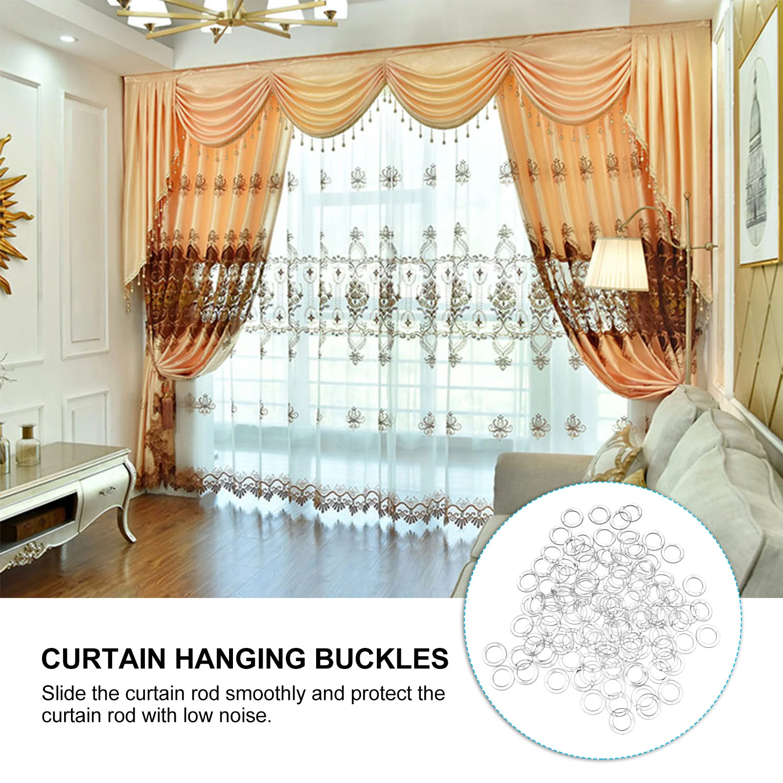 100 Pcs Roman Circle Plastic Curtain Hanging Buckles Clothes Rack Accessories Clips Rings Decoration Sun Protection Tension Rod