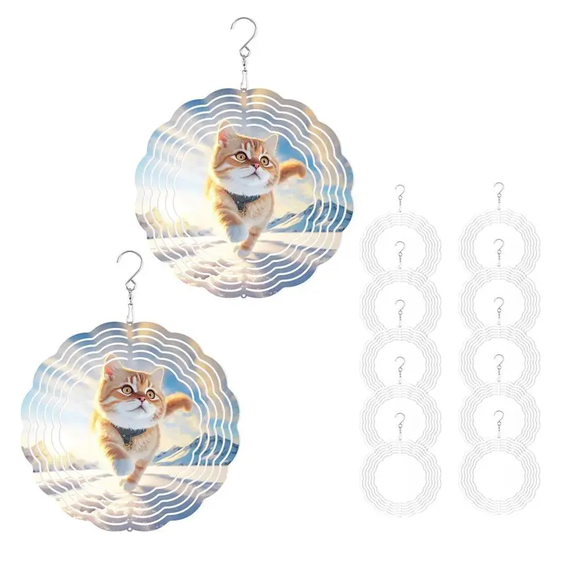 AT19-12Pack 8Inch Sublimation Wind Spinner Blanks 3D Wind Spinners Hanging Wind Spinners For Indoor Outdoor Garden Decoration