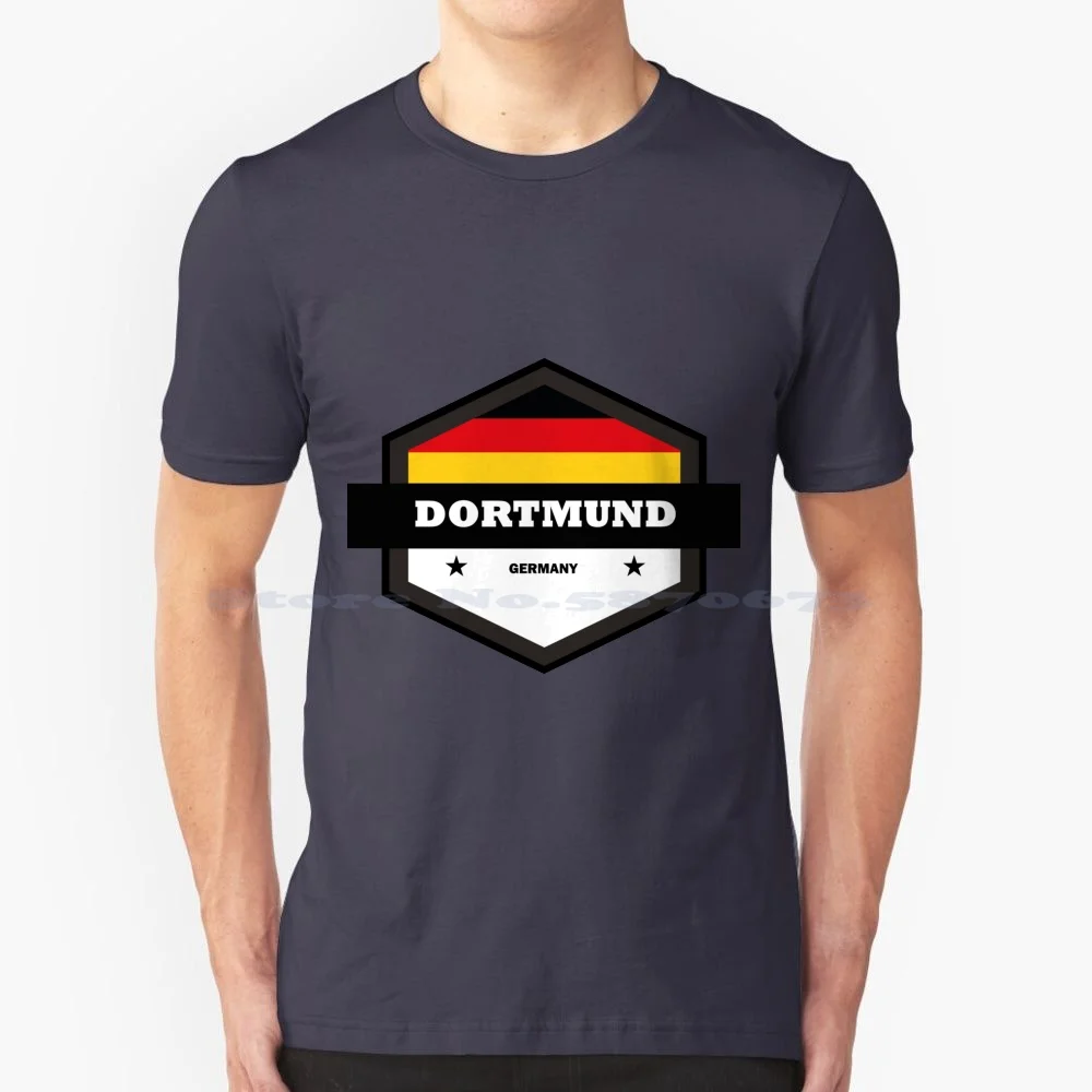 Dortmund Hexagon With Germany Flag Minimalistic & Classic T Shirt 100% Cotton Tee Flag Germany Dortmund Minimalistic Made In