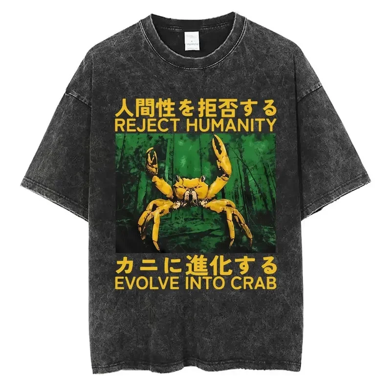 The Horrors Are Never Ending Yet I Remain Silly T-shirt Funny Japanese Style Frog Retro Washed T Shirt Men's Woman‘s Tees Tops
