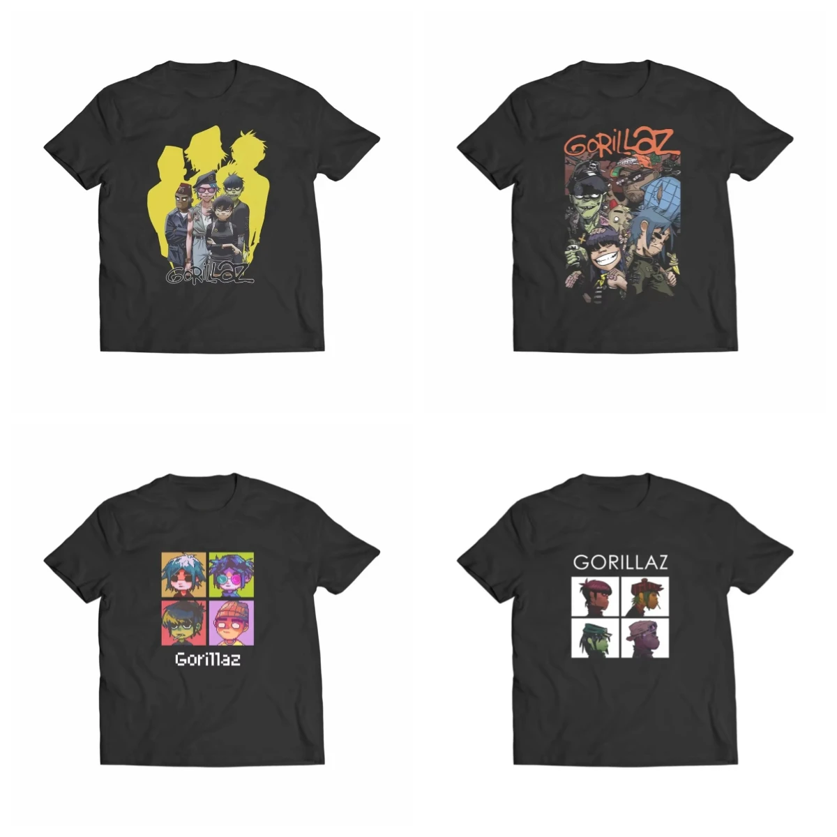 Gorillaz 2D Pattern 100% Pure Cotton Unisex Black Shirt Women's New Y2k T-shirt Fan Gift Suitable for Both Daily T-shirt