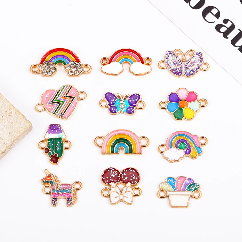

15Pcs 13*19MM Lovely Mixed Rainbow Cherry Delicate Alloy Enamel Plant Pendant Necklace Keychain Jewelry Making Accessories Gifts