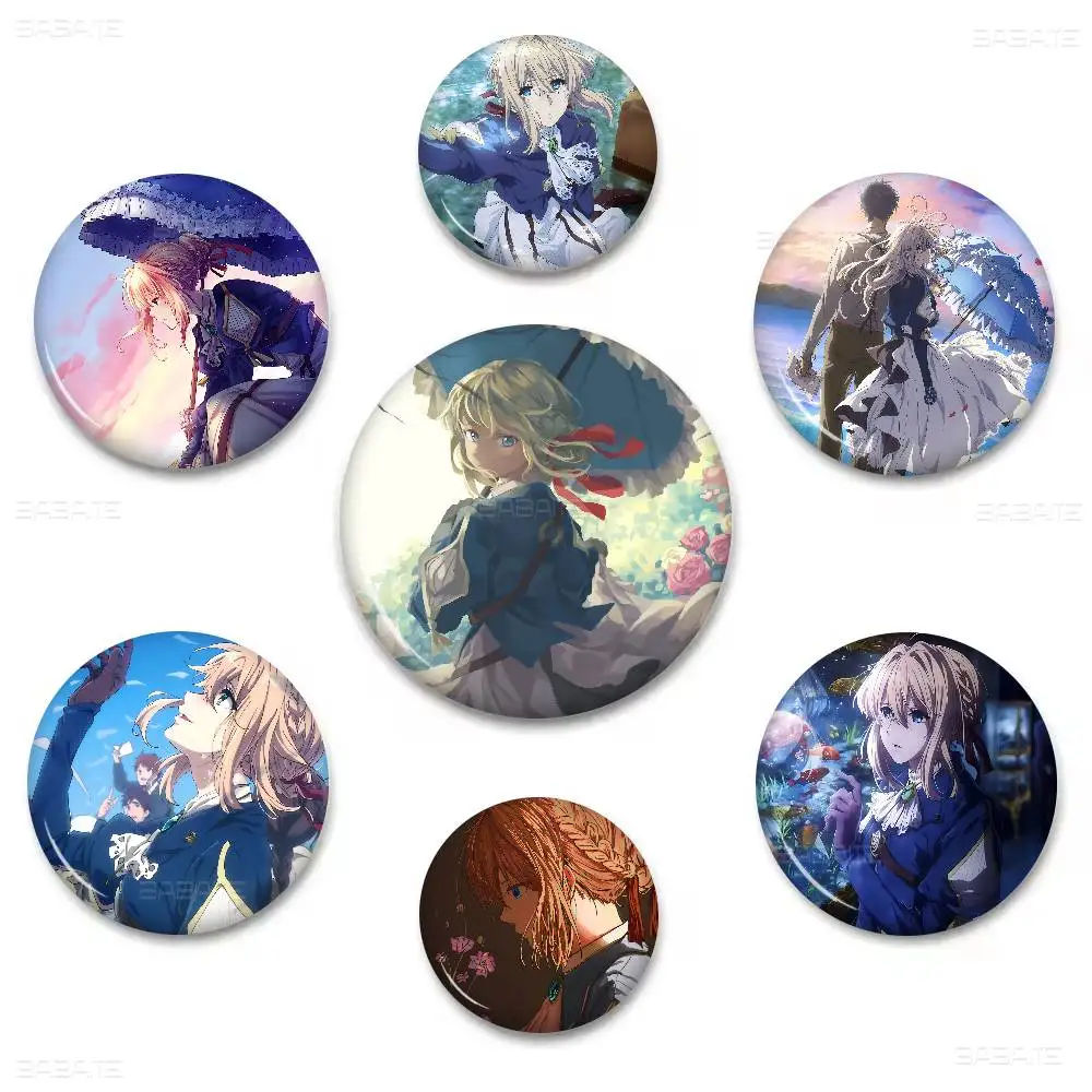 Anime V-Violet E-Evergarden Creative Tinplate Soft Button Pins Animal Icon Brooch Lapel Backpack Badge Accessories Pin