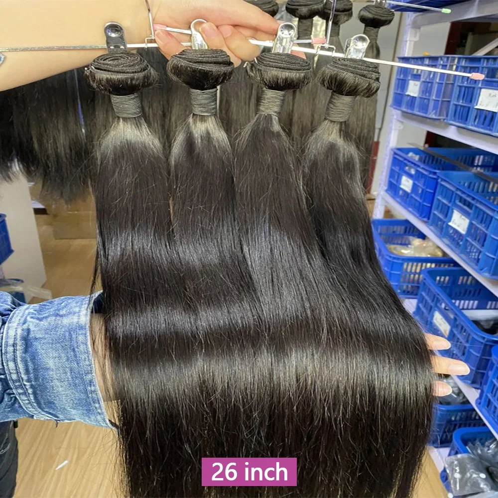 Queenlike 26 بوصة حزم الشعر البشري ضفيرة شعر برازيلي حزم مستقيمة الشعر البشري 1/3/4 قطعة تمديد شعر ريمي للنساء