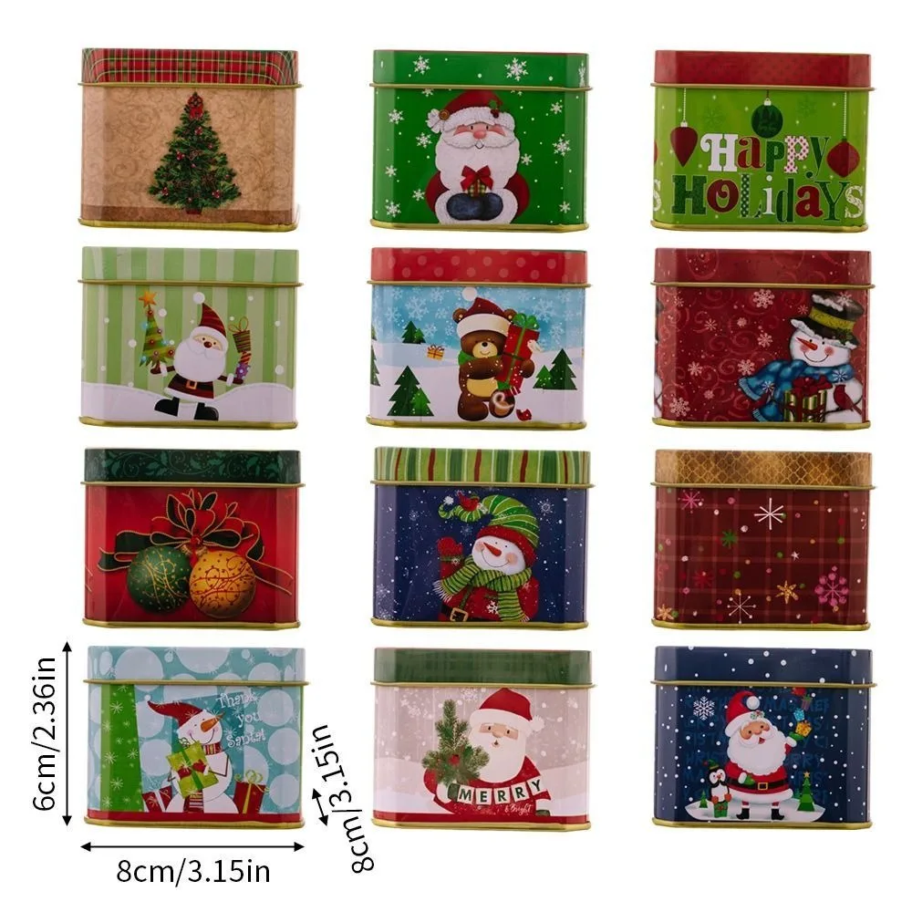 1pc Random Christmas Tin Storage Box With Cute Snowman And Santa Claus Design Various Square Transparent Lid Tin Boxes