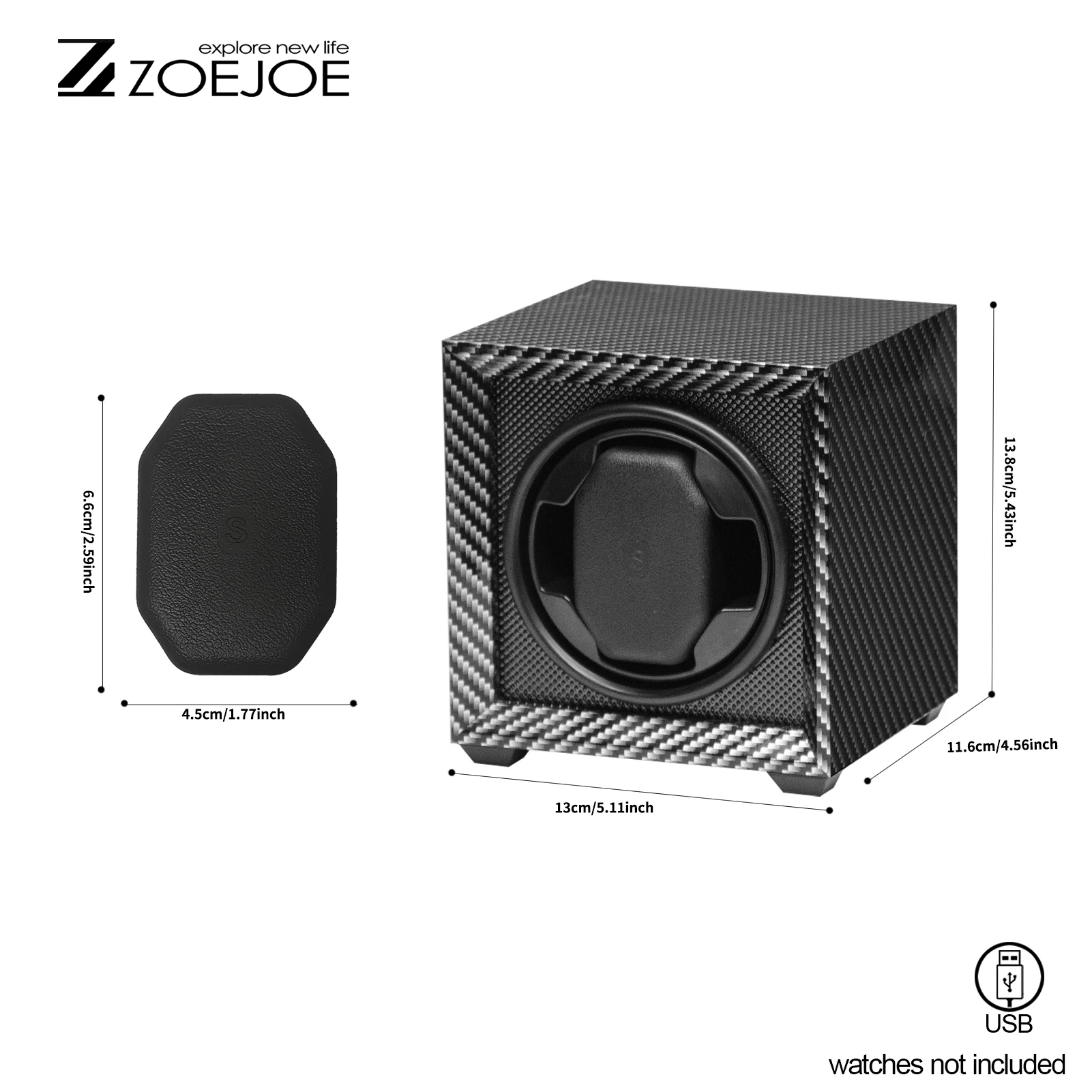 ZOEJOE Single Slot Automatic Watch Winder Pu leather USB Cable Watch Winders With Soft Pillow Birthday Gifts For Friends