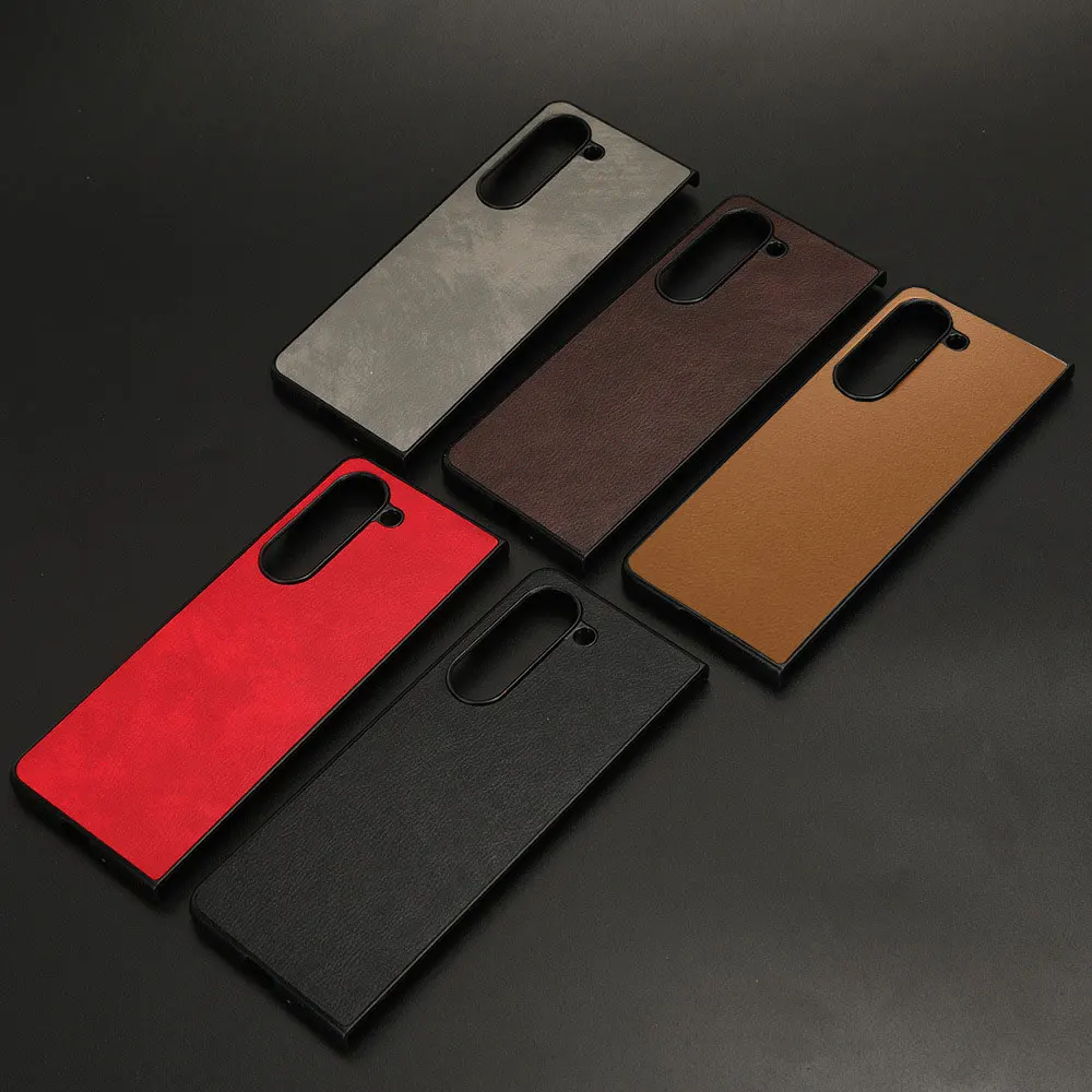 Fashion Solid Color Business Litschi Ledertasche für Samsung Galaxy Z Fold 3 4 5 6 7 5G Fold4 Fold3 Fold5 Fold6 Hard PC Cover