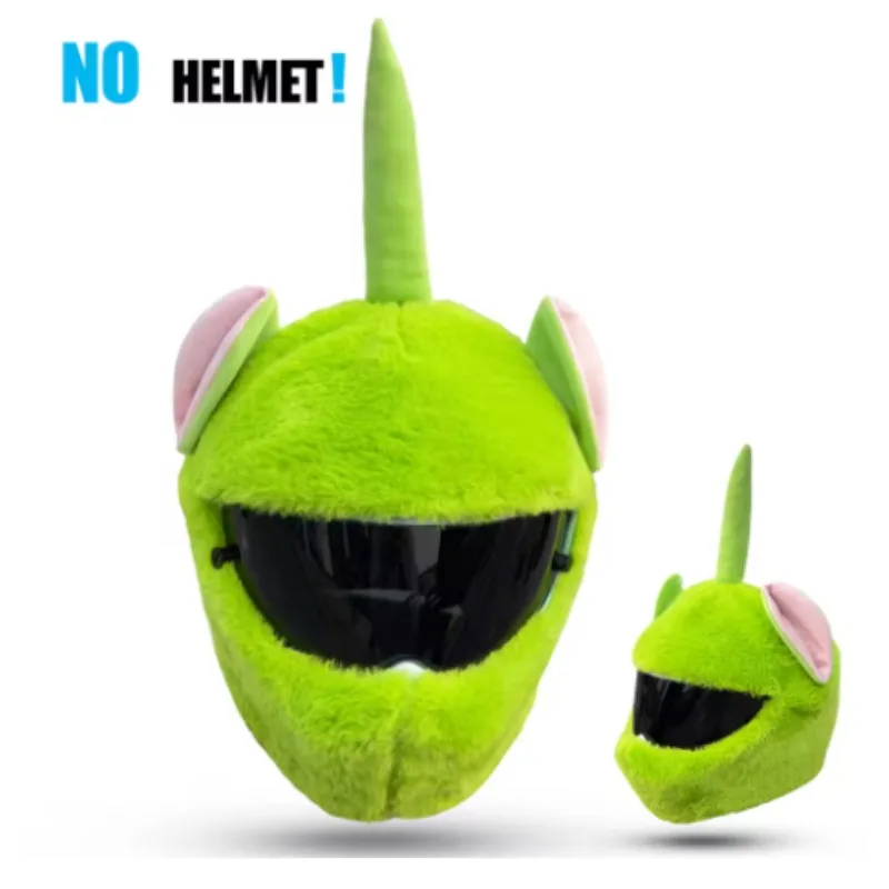 Cartoon Fluffy Plush Set For Motorcycle Full-Face Protective Case Motorbike Safety Trendy Helmet Protection Headgear Cover