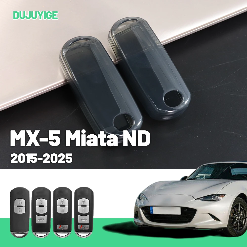 Clear TPU Car Key Case For Mazda MX-5 MX5 Miata ND 2015-2026 Key Fob Cover Protector Shell Auto Accessories 2020 2021 2022 2023