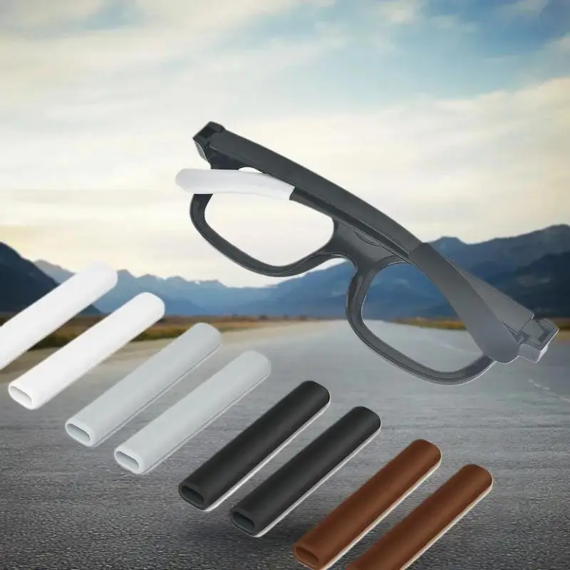 

2 пары силиконовых противоскользящих чехлов с насадками для ушных крючков для солнцезащитных очков и стержней для очков, доступны в черном, белом, коричневом цвете