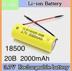 @ ELAIK 18500 akumulator 3.7V 2000mAh Rechargea akumulator Recarregavel litowo-litowo-jonowy Batteies DIY kabel silikonowy