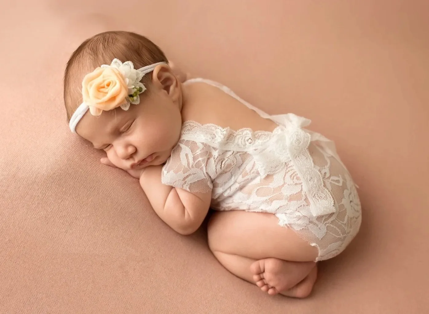 Newborn Photography Props Hat Baby Lace Romper Bodysuits Outfit Photography Girl Dress Photo Shoot Costume