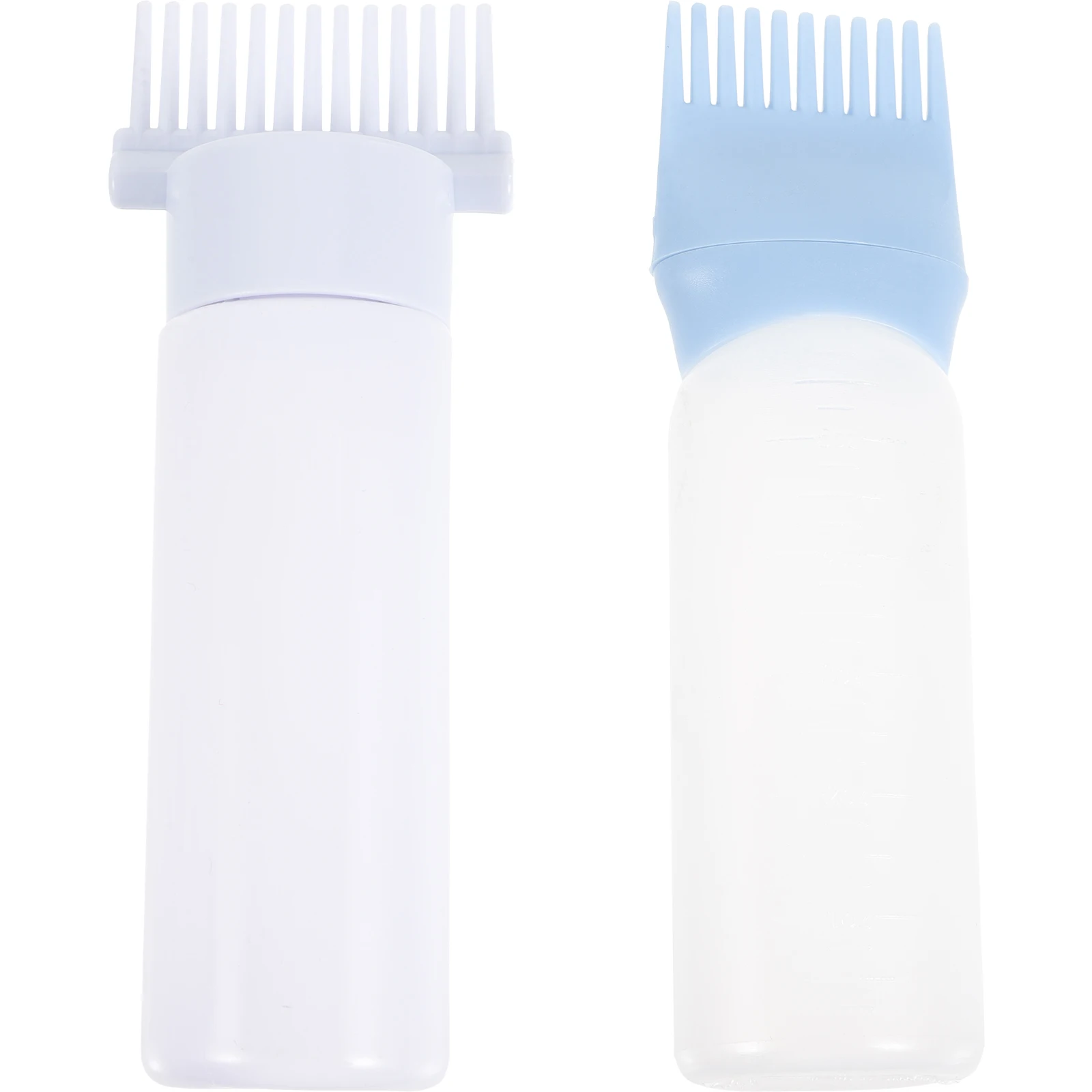

2pcs Hair Dye Bottles Root Comb Applicator Blue Set Thickened Scalp Massage Brush For Use Hair Coloring Tools