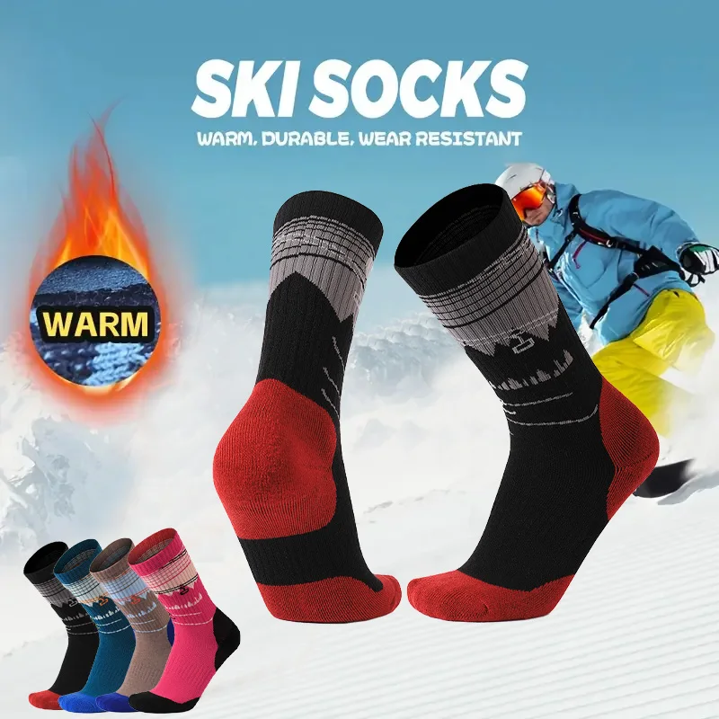 

1 Pair of High-Top Wool Sports Socks - Breathable,Skin-Friendly,Warm,for Running,Basketball for Outdoor Adventures