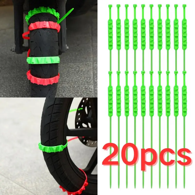 10/20/100pcs Moto antiscivolo Cravatta Catene per pneumatici Per l'inverno Anti-Skid Catene da neve Cravatte riutilizzabili Strumenti di catena per pneumatici di emergenza