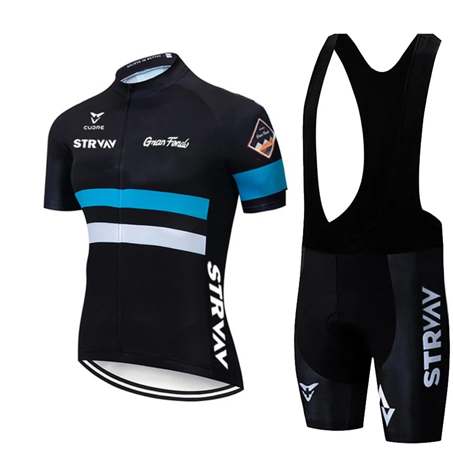 

2024 Strvav Pro Bicycle Team Short Sleeve Maillot Ciclismo Men's Cycling Jersey Sets Summer Breathable Cycling Clothing Suit