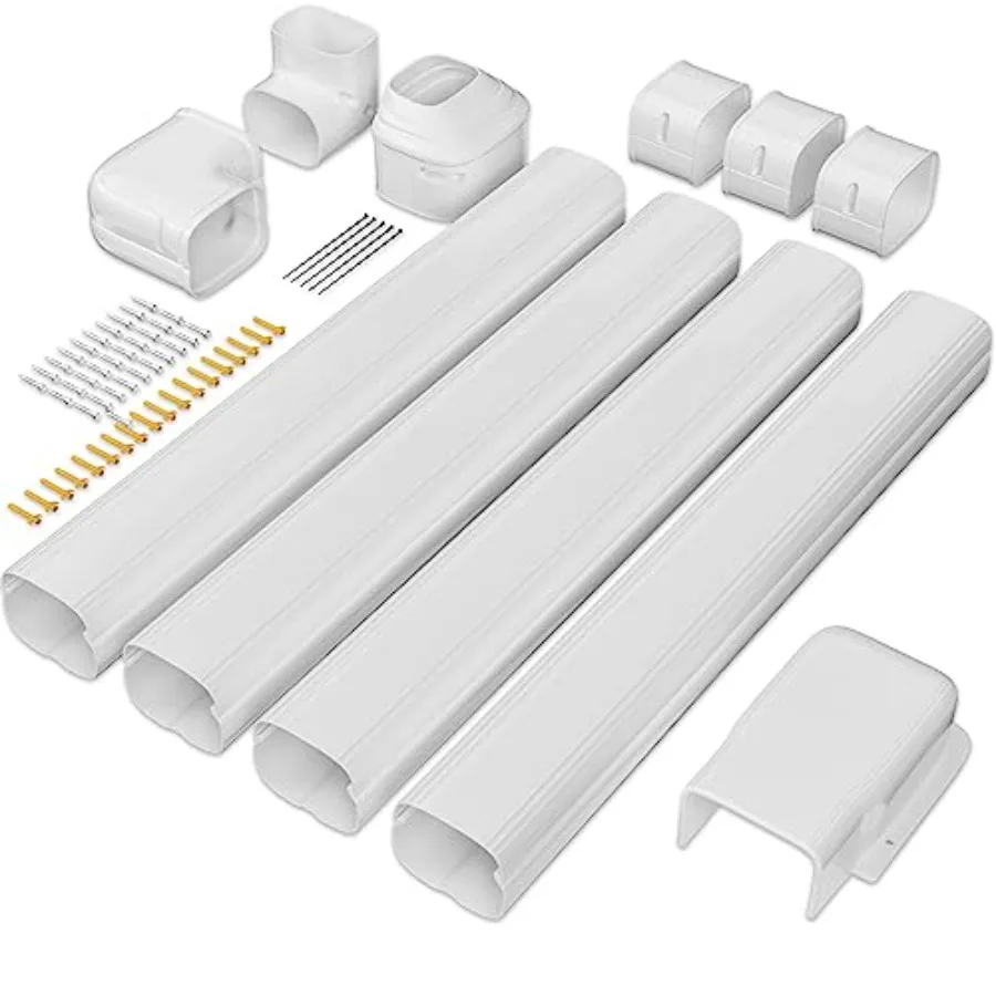 

3'' 14 Feet Mini Split Line Set Cover PVC and PP Line Cover Set Universal for Mini Split AC and Central AC line Hide for mini S