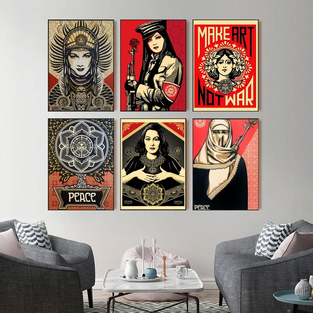 Póster de Arte de mujer Obey Peace, de lujo para pared pegatina de sala de estar, Bar, pintura decorativa Vintage, medio