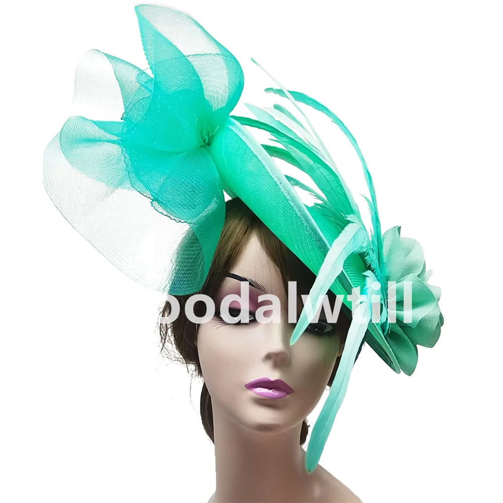 Flower Fascinator Hat Women Fancy Feather Party Chapeau Cap Woman Ladies Kentucky Derby Headpiece Headband Wedding Pillbox Cap