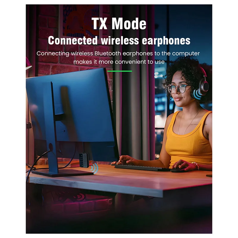 Elegante-apptx aeronaves transmissor tv computador adaptador bluetooth receptor transmissor dois-em-um tv computador um para dois