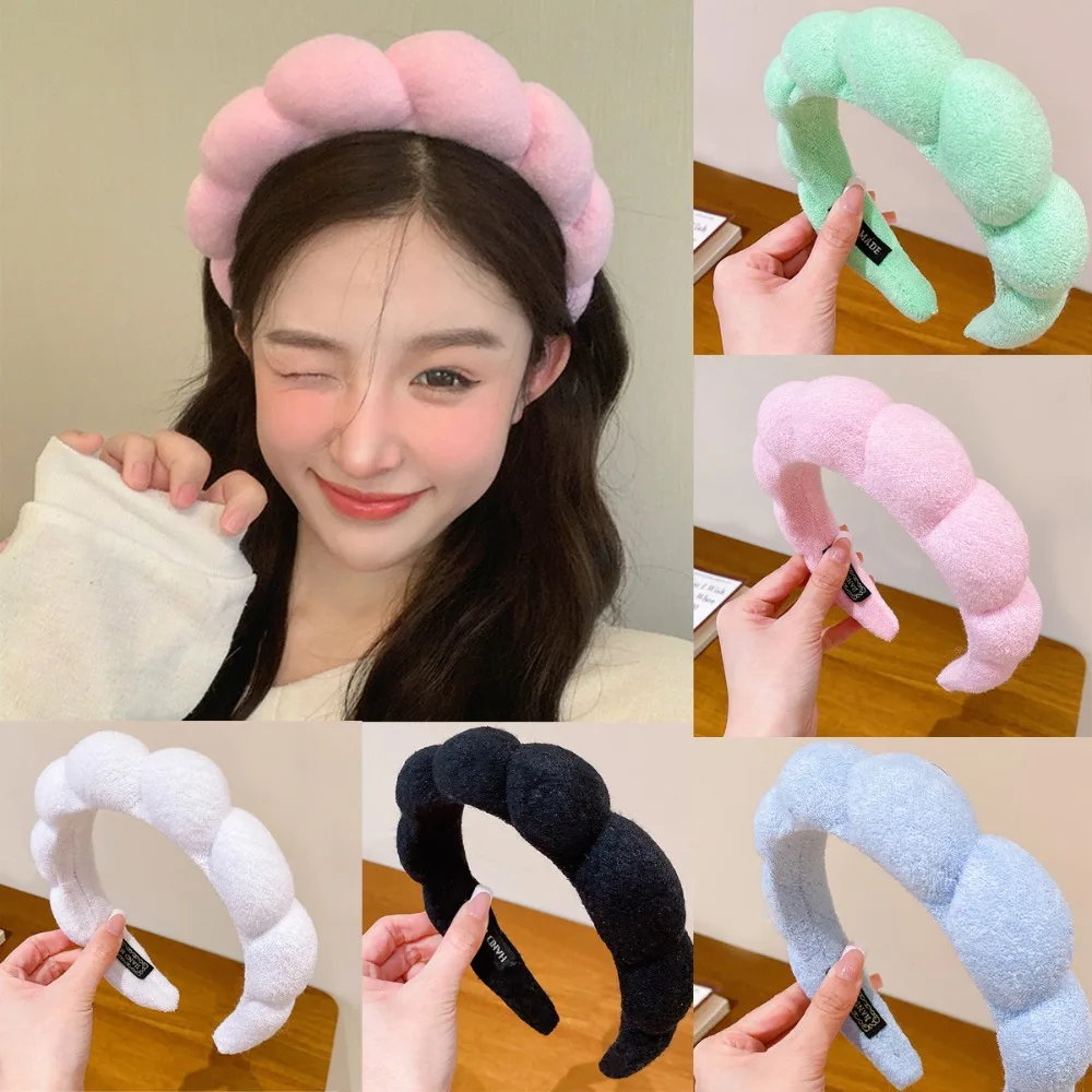 Multi-Color Twist Sponge Hair Hoop Simple Spa Hairband for Women Girls Soft Cloth Fashion Makeup Washing Face Bath Headband Pink