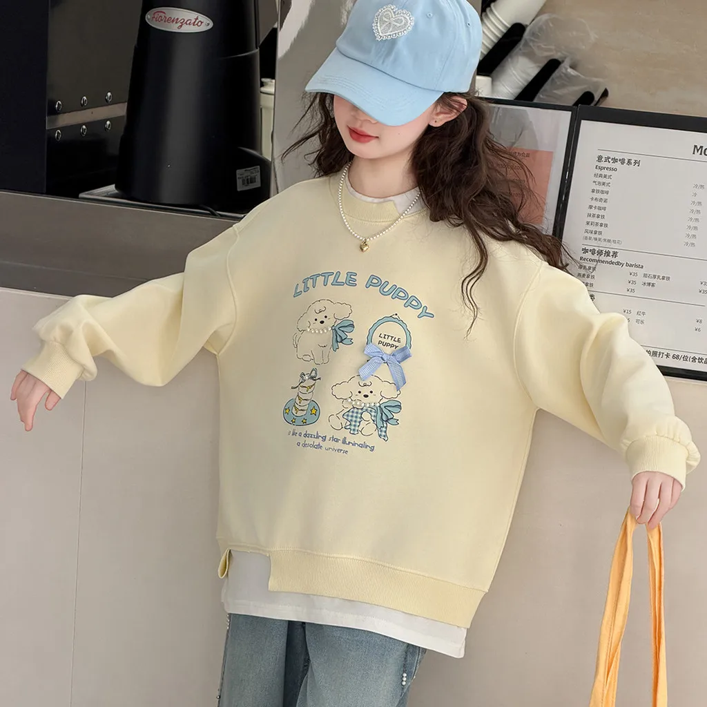 Girls Sweatshirt Autumn Cute Cartoon Dog Casual Children Tops 2026