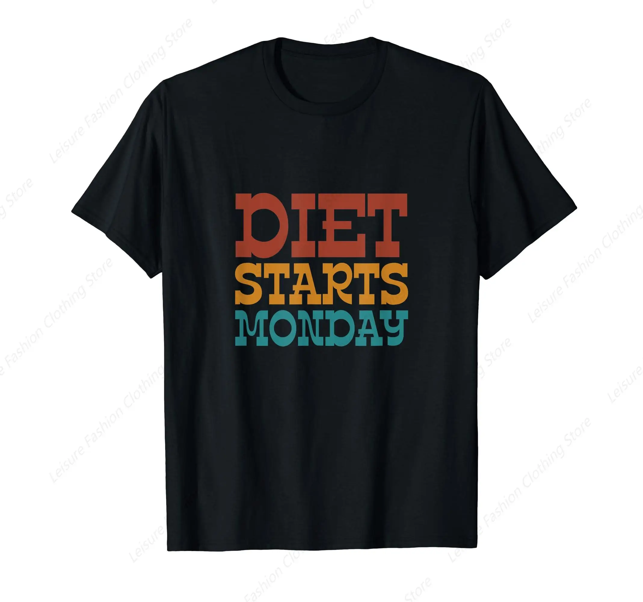 Diet Starts Monday T-Shirt Vintage Retro Summer Men Women'S Cotton Tee Unisex Clothing