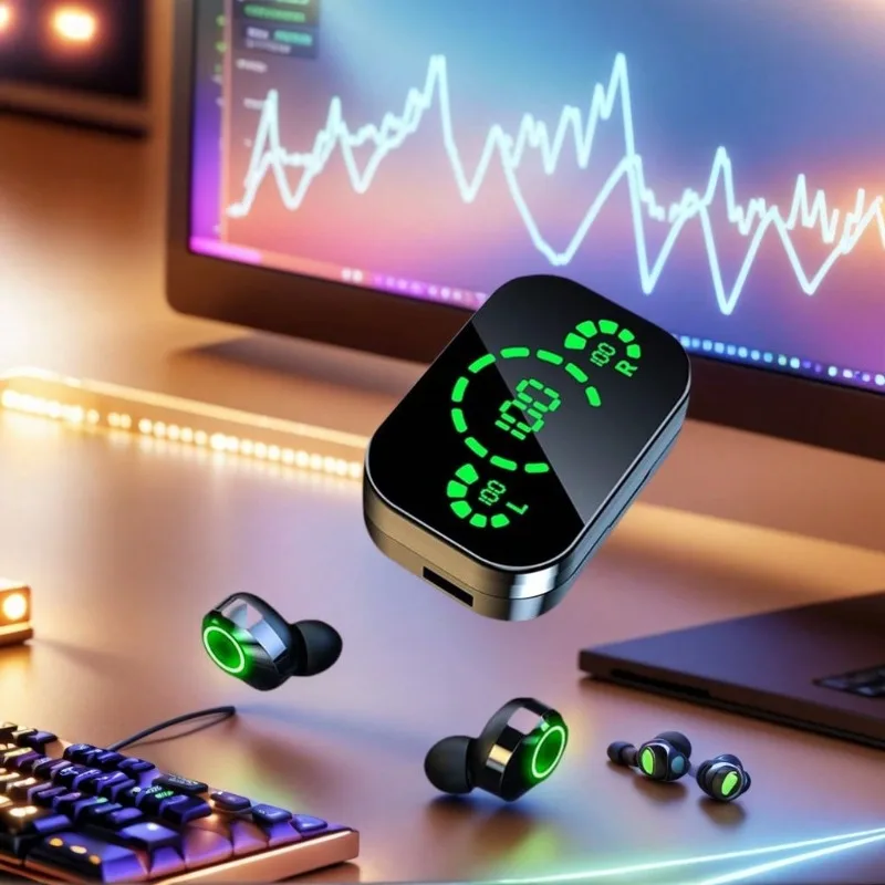 Original YD03 TWS Earphone Flashlight Wireless Headset 9D Noise Reduction New 5.2 Bluetooth Headphone With LED Power Display — product photo 1 of 1