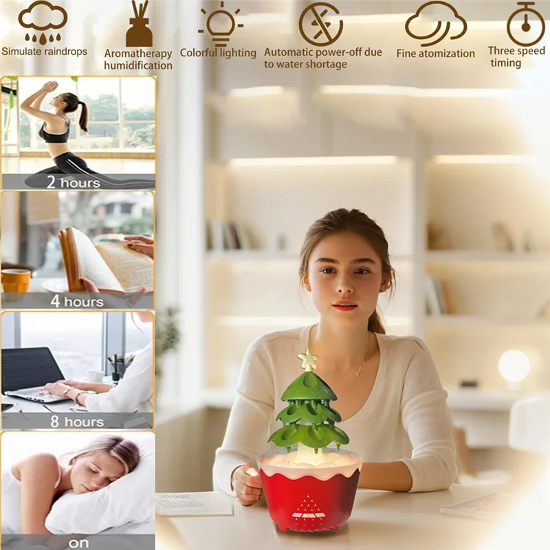 A36T-Christmas Lucky Tree Essential Oil Aromatherapy Machine Household Silent Small Humidifier Home Gift