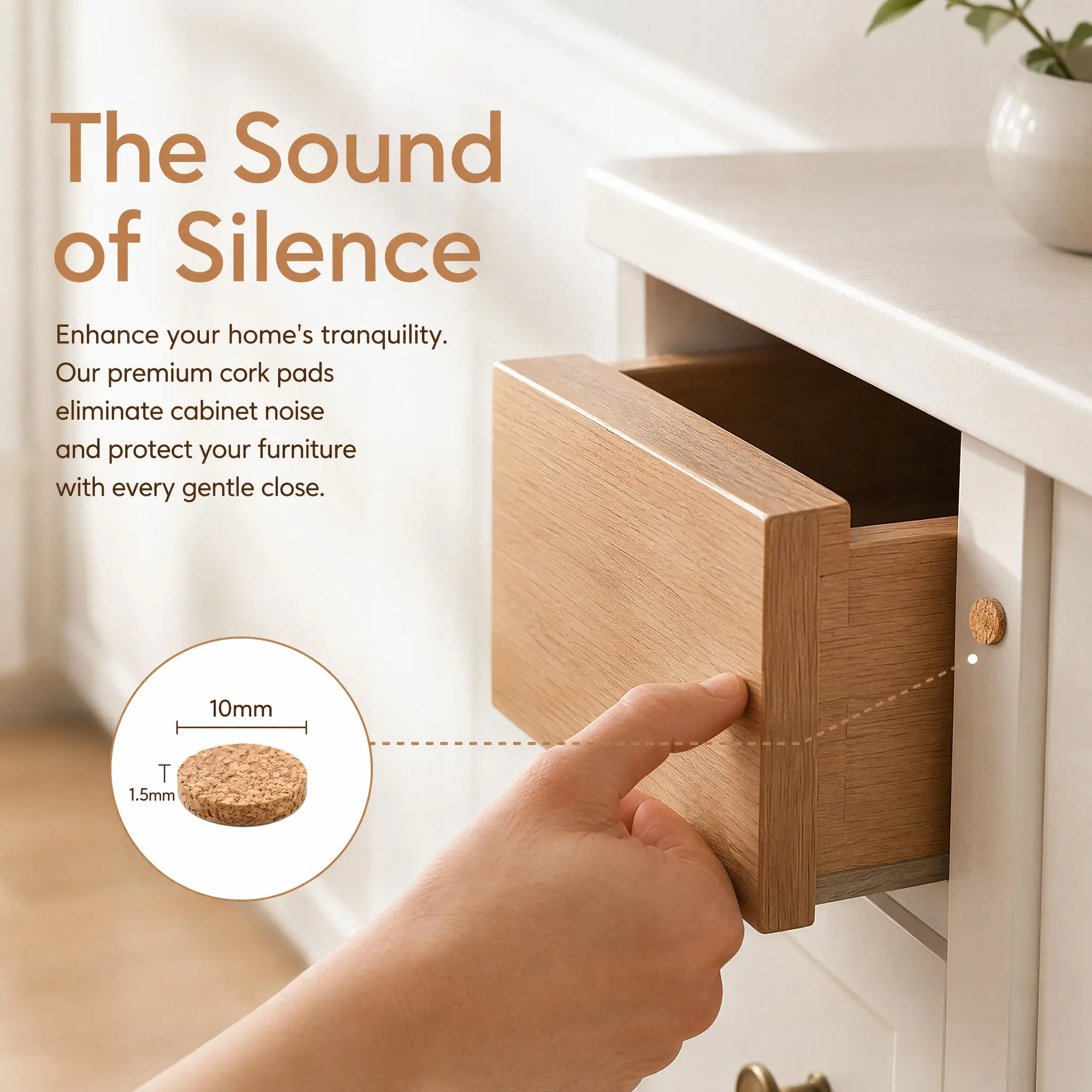 3 Rolls Round Cork Bumper Dots Self Stick Cabinet Door Protectors Noise Reducing Adhesive Cork Pads for Cupboard Drawer