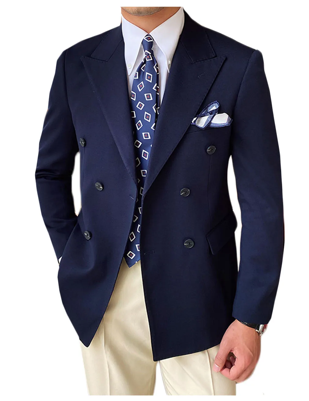 

High Quality Brown Men's Suits Double Breasted Bespoke Double Breasted Peaked Lapel Formal Blazer Slim Fit Jacket 1 Piece