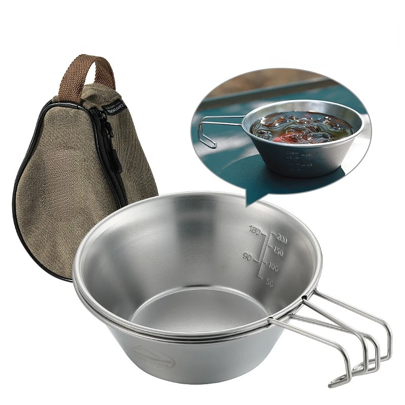 Outdoor Picnic Stainless Steel Small Sherbet Cups 2 Packs Eating Bowls Multiple Overlapping Storage Bags Treking Accesorios New